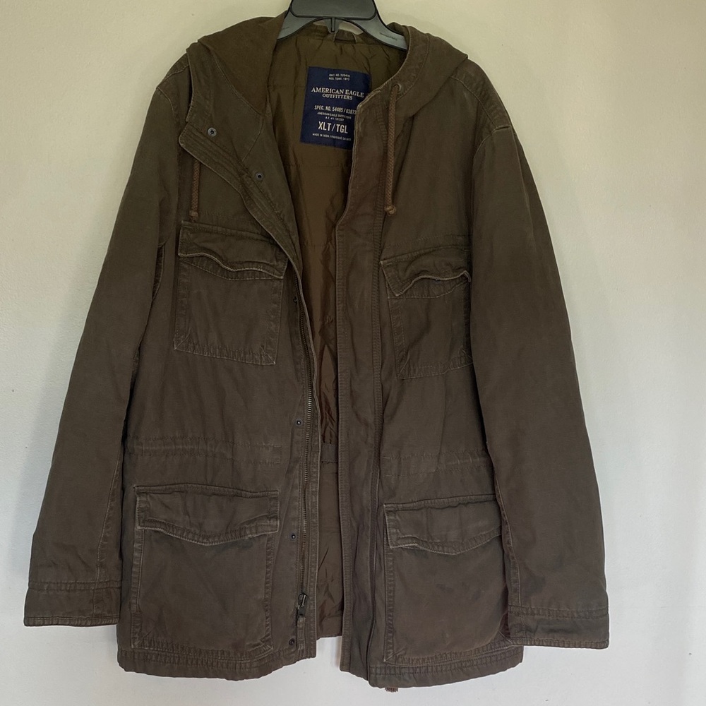 American Eagle Outfitters Men's Olive Hooded Field Coat
